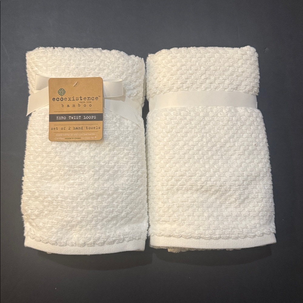 4pc ECOEXISTENCE Bamboo Zero Twist Loops Bath Hand Towel Set - White - Picture 2 of 8